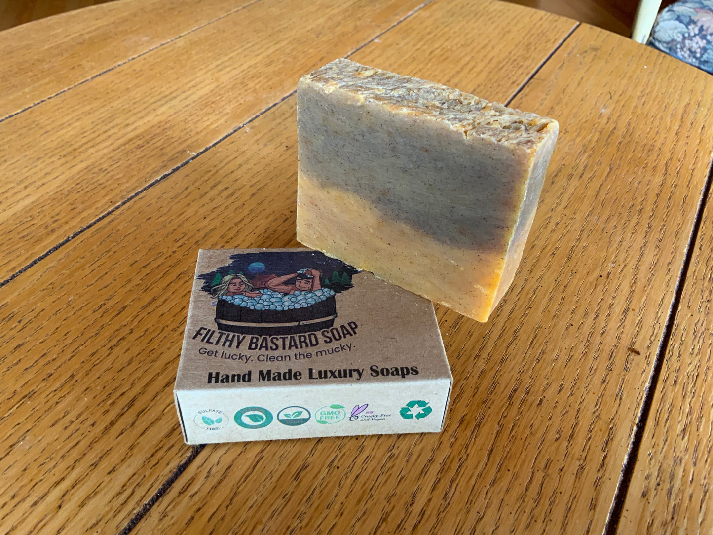 Filthy Bastard Soaps are quality handmade soaps crafted from only the highest quality ingredients. We use only the finest therapeutic grade essential oils and responsibly and ethically sourced materials from all over the world. Our soaps are completely free of all GMO ingredients, parabens, sodium lauryl sulfate, unnatural preservatives, and petroleum products. Many of our soaps are 100% vegan as well with the exception of a few varieties that incorporate goats milk, honey, or beeswax.